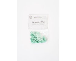 24 Mini houten knijpers Mint Groen - Feest Thema Polaroid Foto Ophangen Klein Knijper