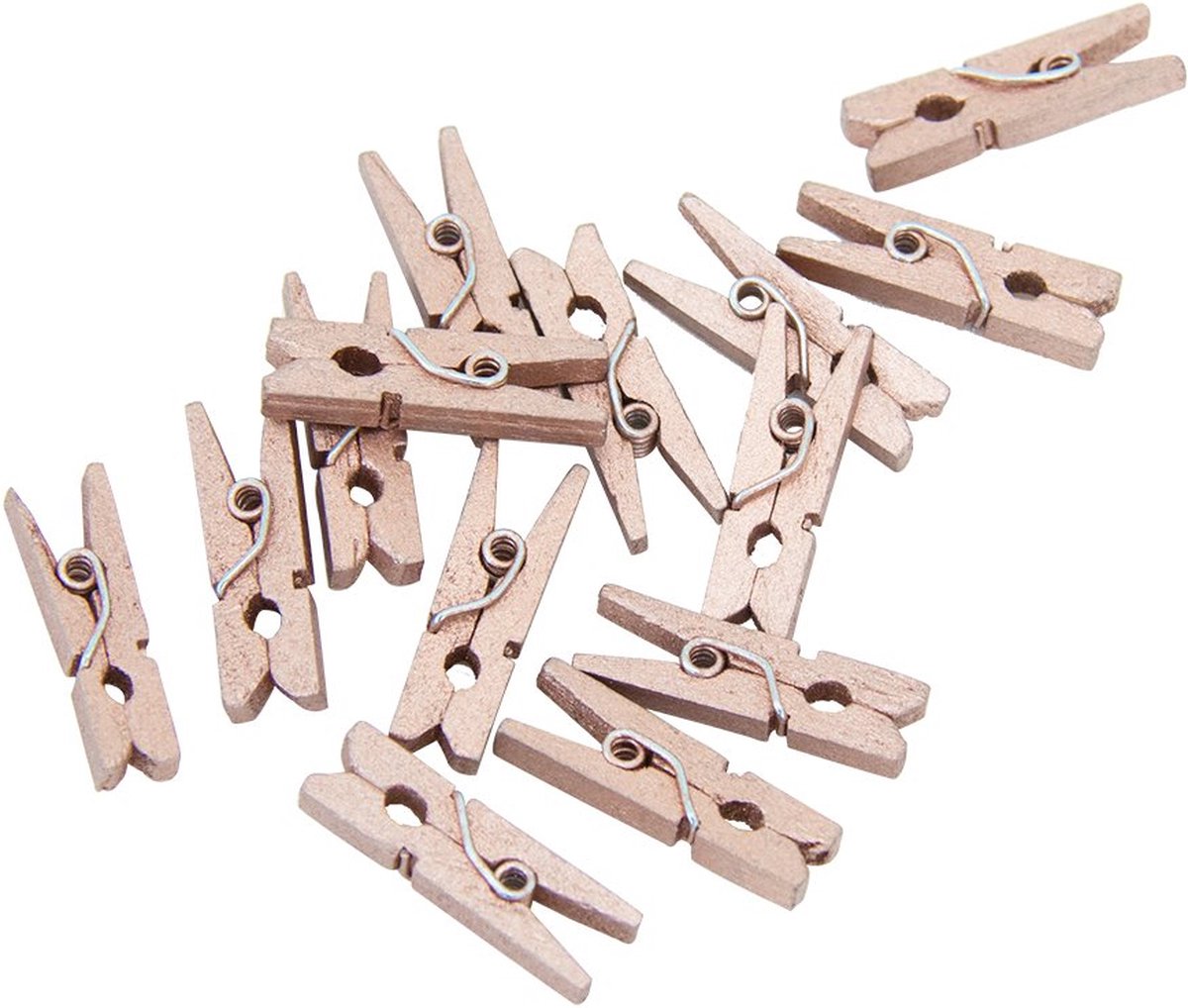 Goedkoopste 48 Mini houten knijpers Rosé Goud - Feest Thema Polaroid Foto Ophangen Klein Knijper