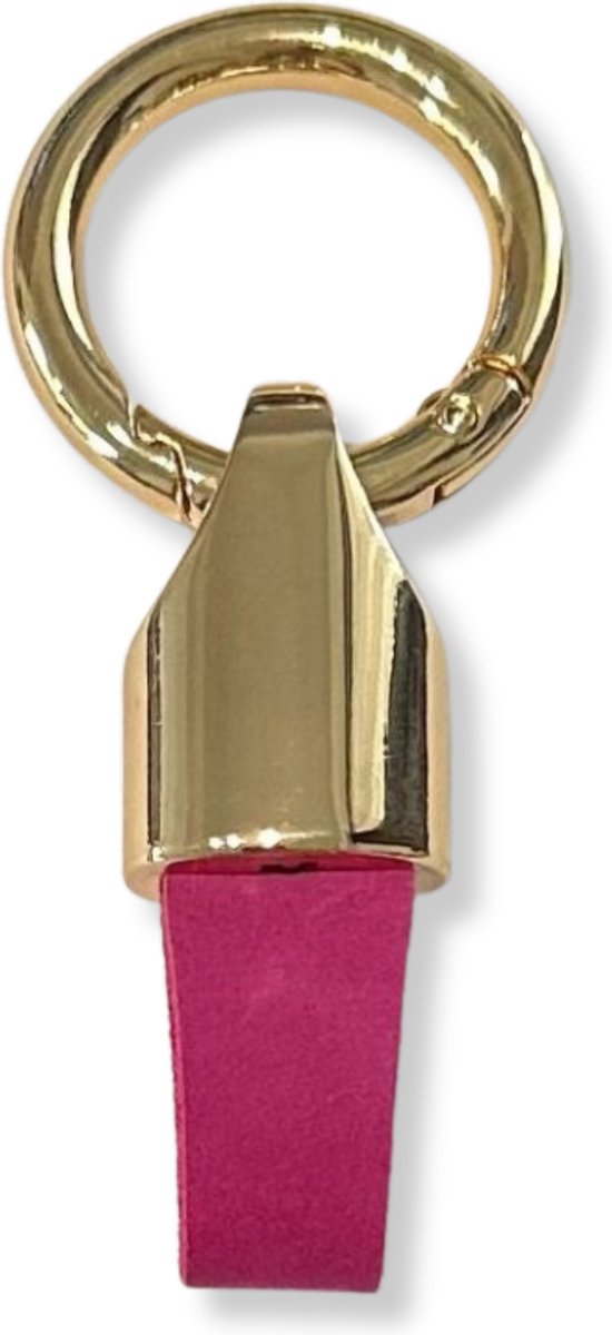 Luxe Sleutelhanger, Leren & Metaal Sleutelhanger, Kunstleer, Goud - Roze