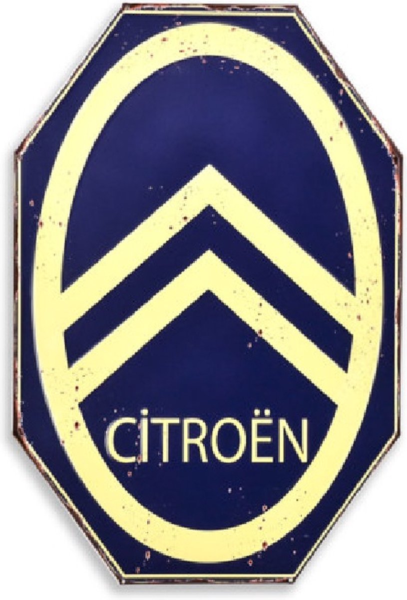 Vintage Citroën Logo. Metalen wandbord in reliëf 40 x 60 cm.