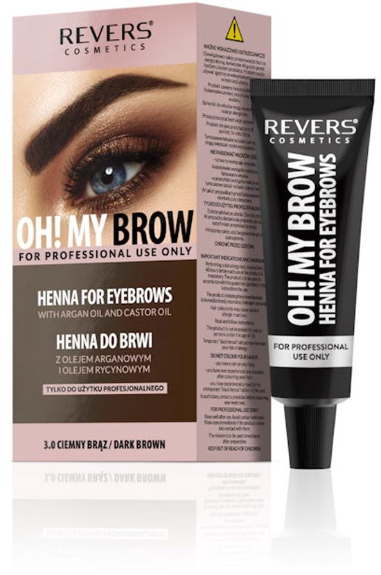 Revers Cosmetics Oh! My Brow Henna for Eyebrows 3.0 Dark Brown met arganolie en castorolie.