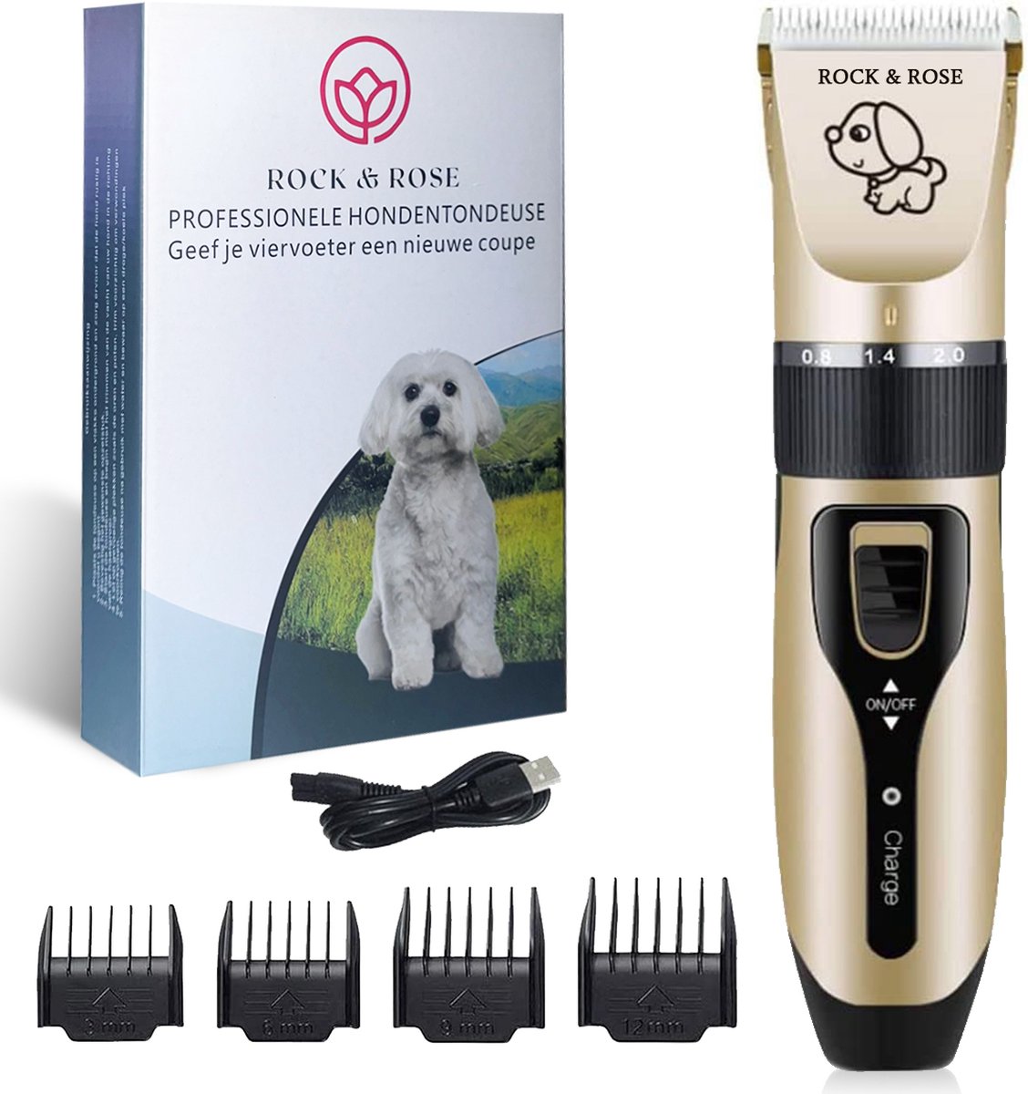 Bol.com Rock&Rose Dierentondeuse - Scheerapparaat voor Honden en Katten - Hondentrimmer - Honden trimmer aanbieding