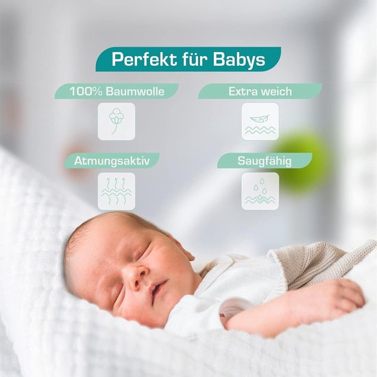 Premium spuugdoeken - hydrofieldoekjes set van 10 - stoffen luiers 50 x 30 cm - ecologisch multifunctioneel van Celio Bella — afbeelding 3