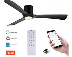 Plafondventilator Storm - Met LED - Super stil - Hoge kwaliteit - Ventilator 2026 - WIFI - TUYA app - Ø 132 cm - zwart