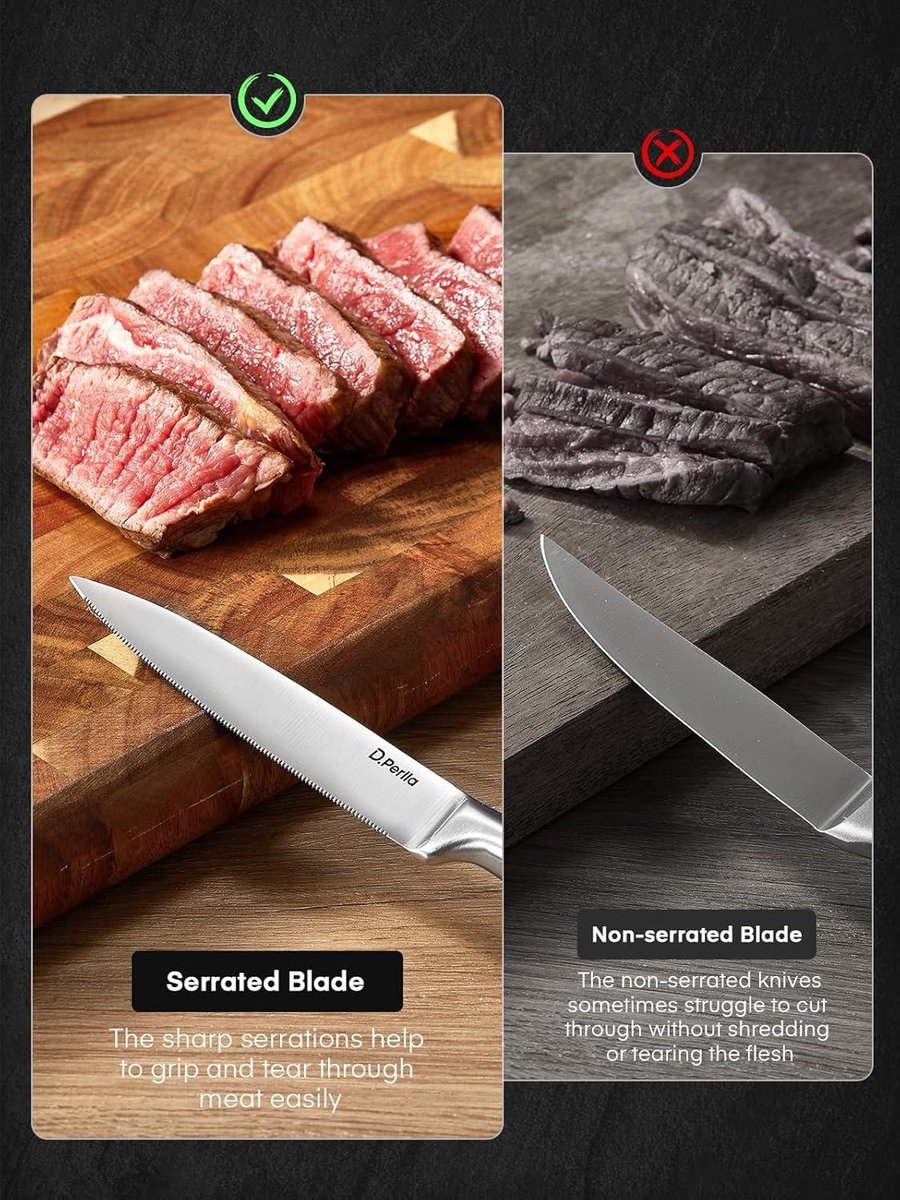 9-Delig Scherpe Gekartelde Steakmessenset met Ergonomisch Handvat & Acryl Messenhouder