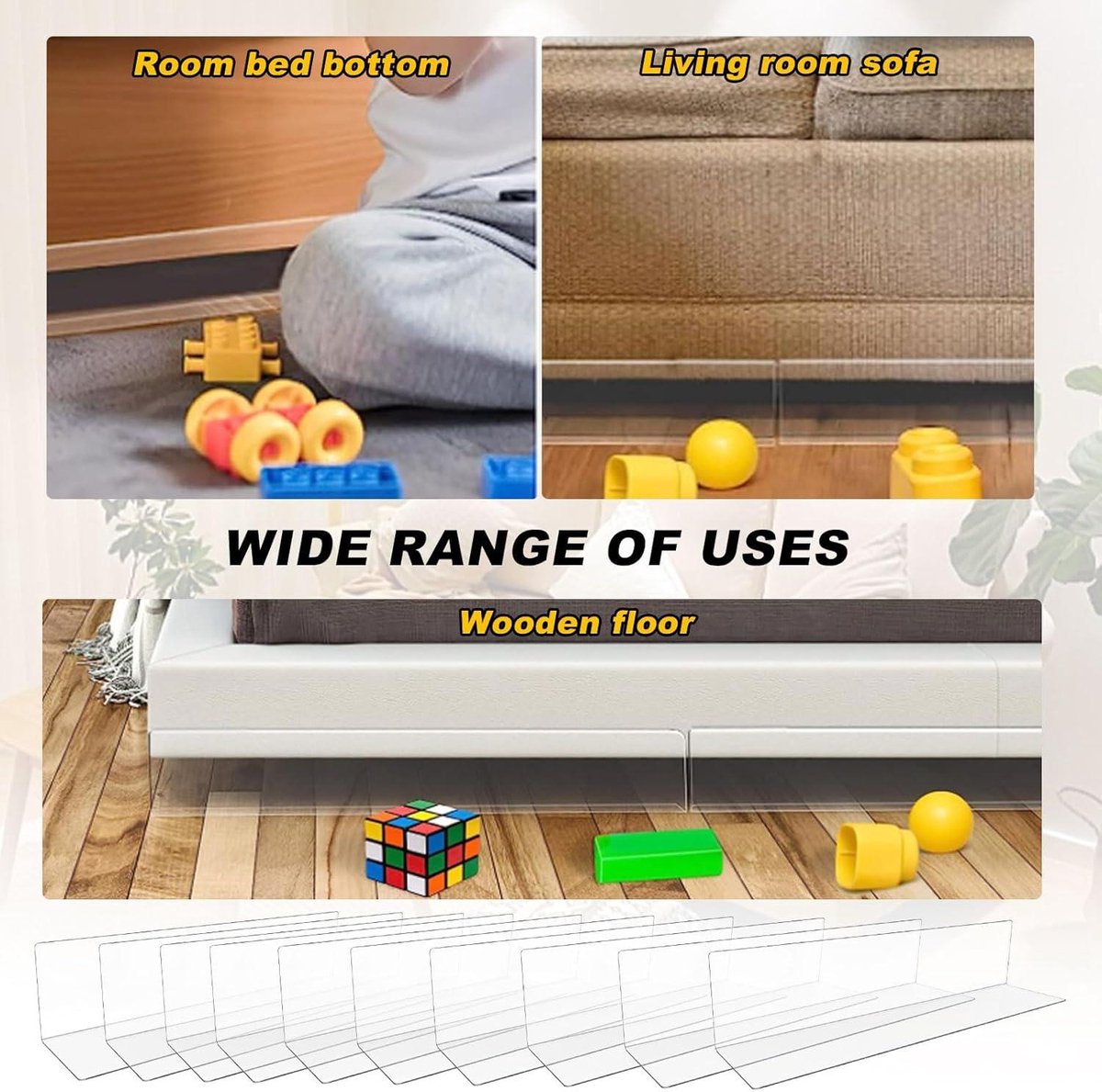 Toy blocker speelgoed schot - Voor onder de bank - 5-delig - 41x9 cm