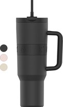 Bol.com ONYX Drinkfles met Rietje 1.2 Liter - Waterfles voor Kinderen & Volwassenen - Thermosbeker Travel Mug - Motiverende Drin... aanbieding