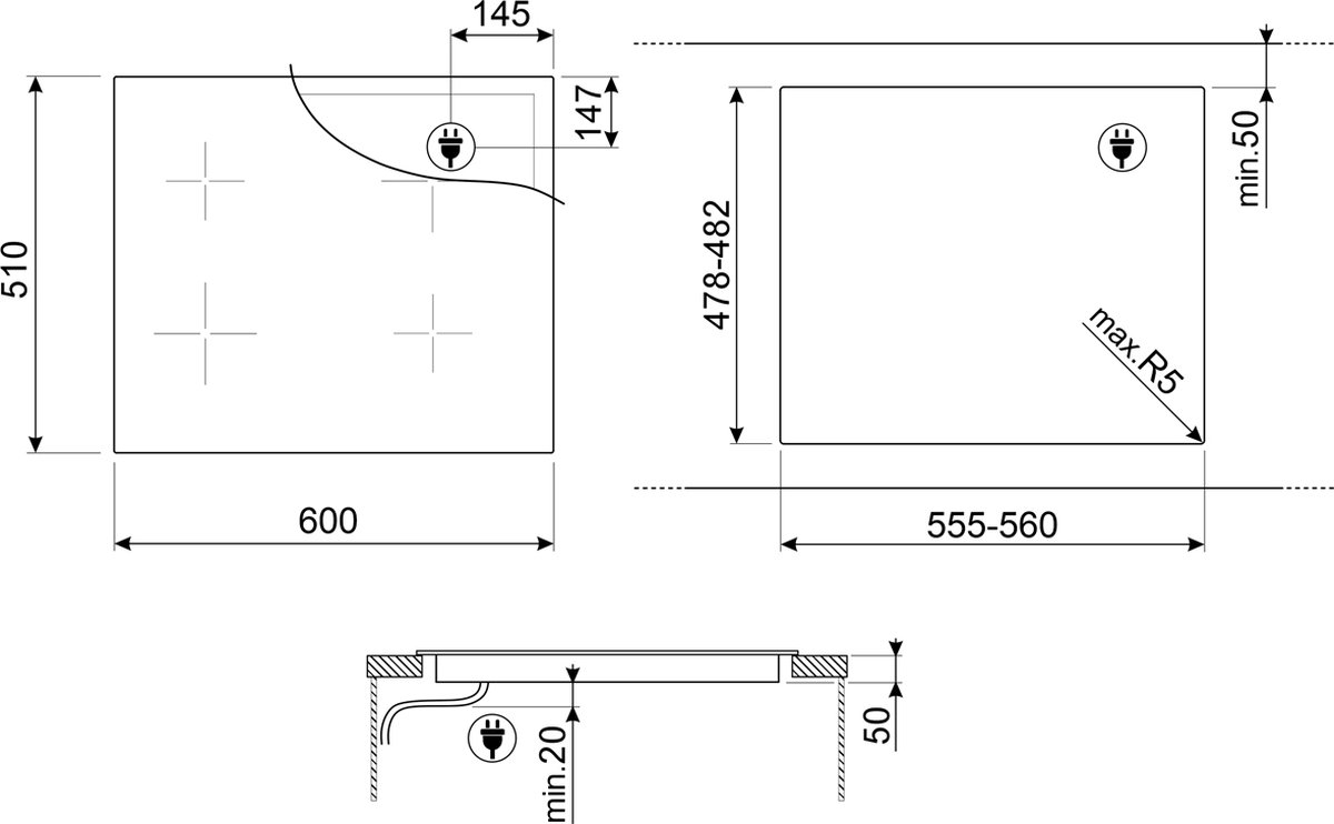 SMEG SI1M4644D inbouw inductiekookplaat