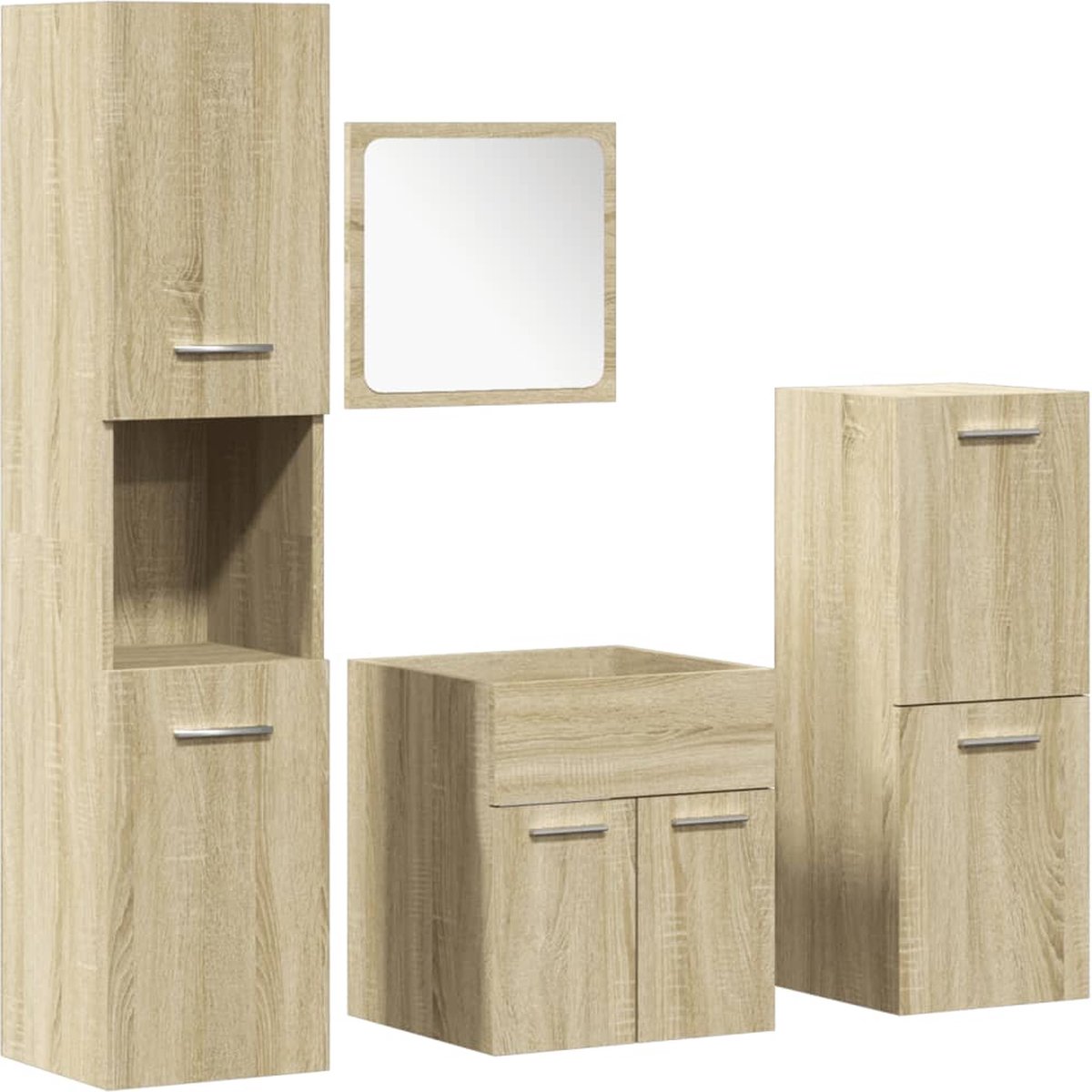 vidaXL Badkamerkast 25x25x170 cm spaanplaat hoogglans zwart