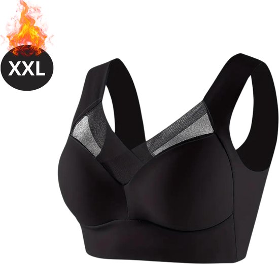 Nivard BH sans armatures - Sans Bracelets - Soutiens-gorge -gorge Push -up - Soutien-gorge Comfort - Confortable - Solide - Yoga - Zwart - Taille XXL