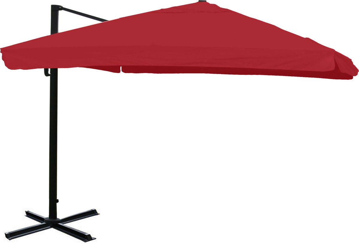 Zweefparasol MCW-A96, parasol, 3x4m (Ø5m) polyester/aluminium 26kg ~ klep, bordeaux zonder voet, draaibaar