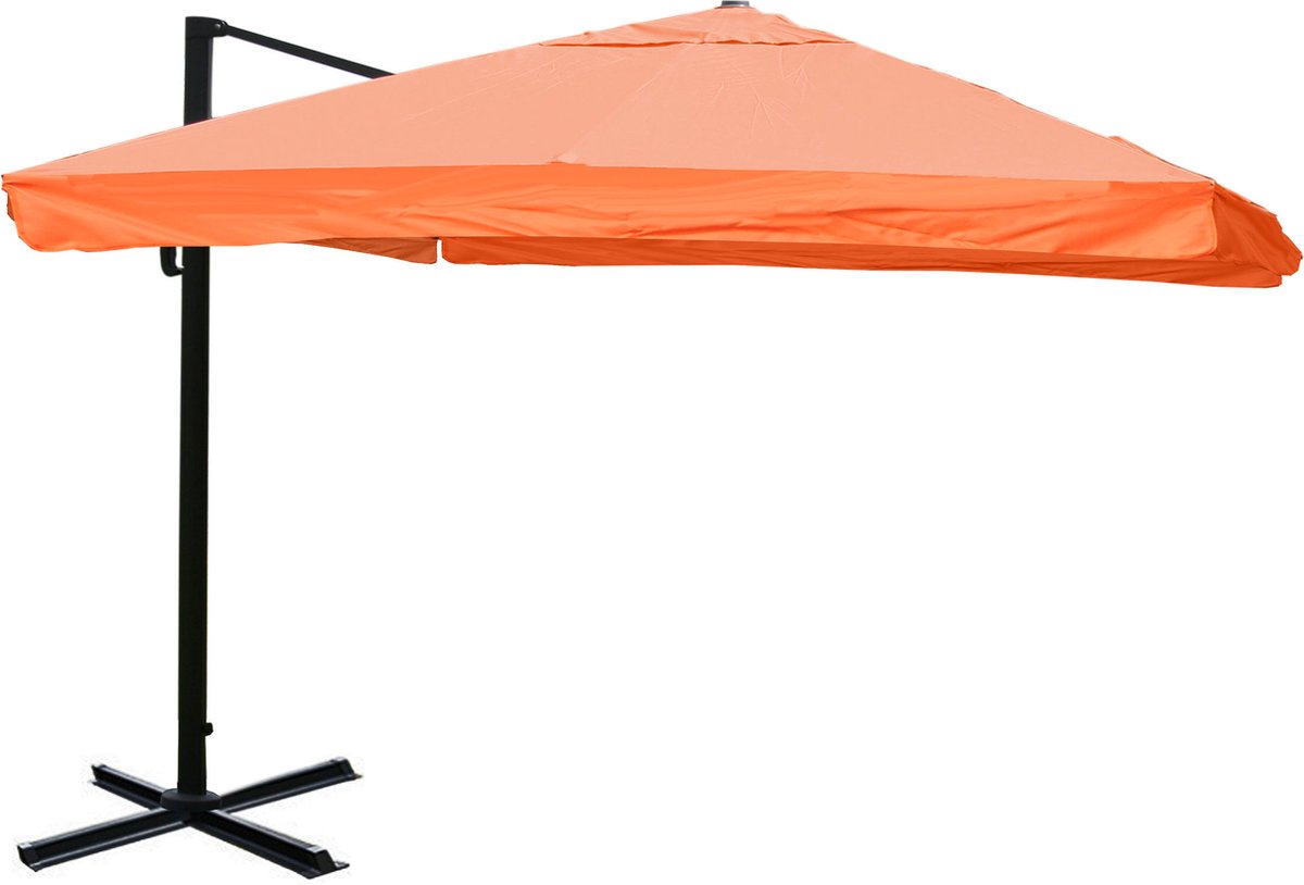 Zweefparasol MCW-A96, parasol catering 3x3m (Ø4.24m) polyester/aluminium 23kg ~ Flap, terracotta zonder voet, draaibaar
