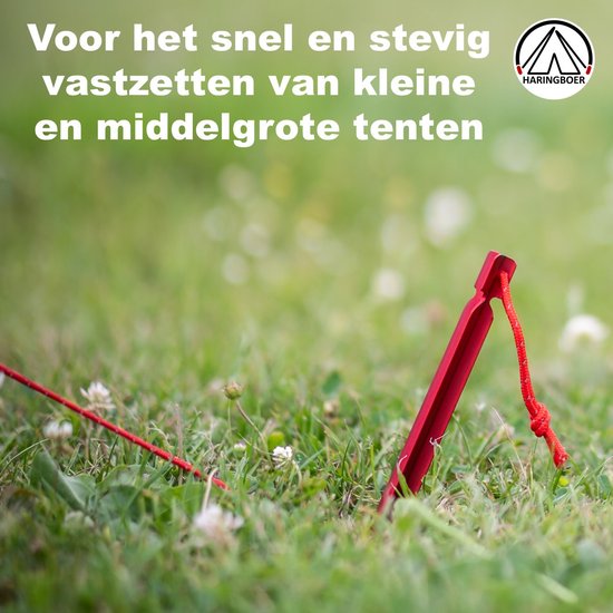 Haringboer® Tentharingen - 20cm Propeller Y haringen - 16 stuks Grondpennen - Lichtgewicht 13 gram per stuk - Aluminium (7000-series) Haringen Tent - Zachte tot Middelharde Ondergrond - Inclusief Trekkoord en Haringzak van Haringboer® — afbeelding 5