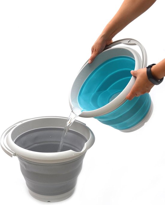 Opvouwbare emmer 10 liter, siliconen opvouwbare emmer, ronde blauw Opvouwbare emmer 10 liter, siliconen opvouwbare emmer, ronde blauw