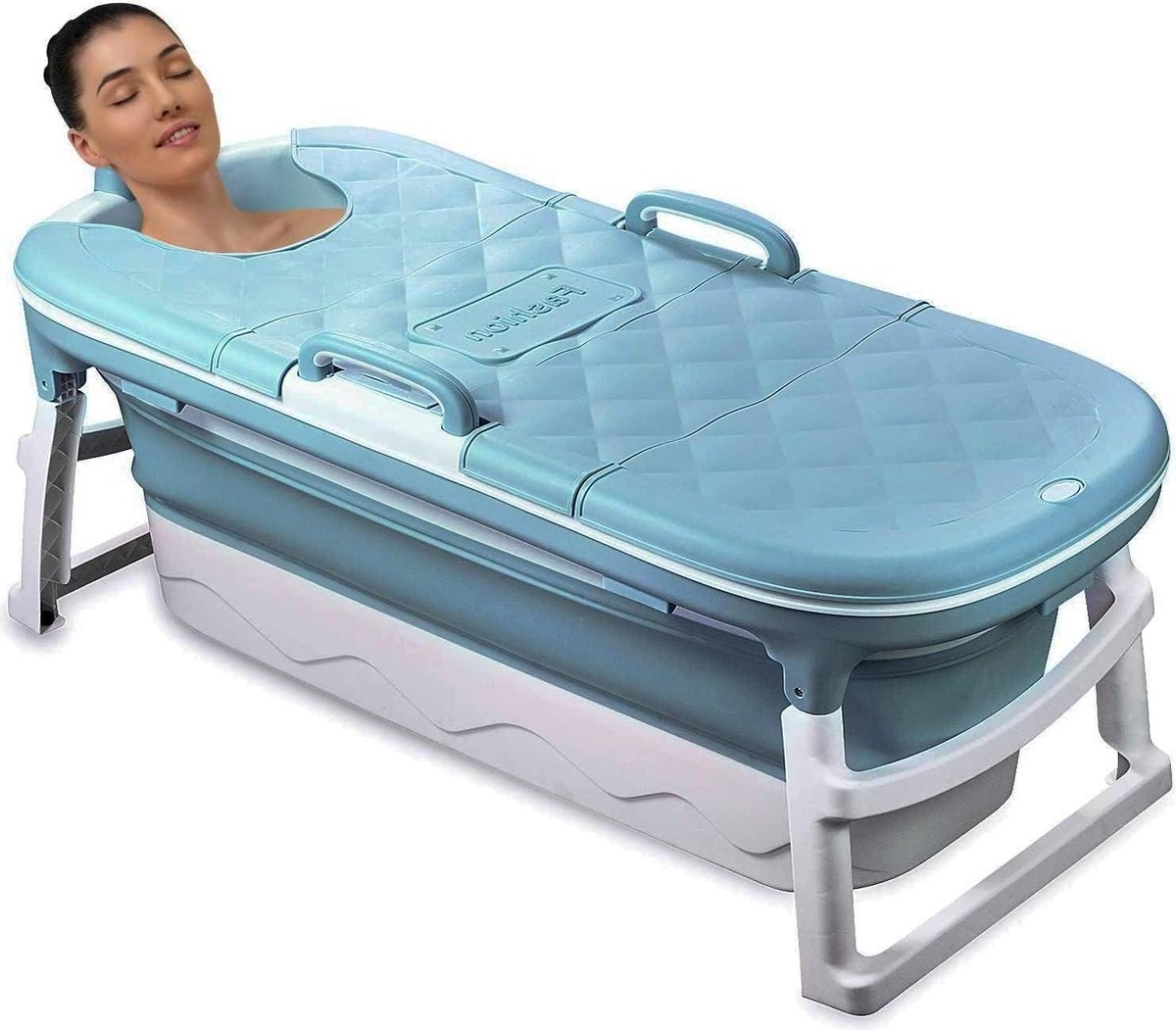 Goedkoopste Opvouwbaar bad volwassen maat L 138x62x52cm - ideaal voor kleine badkamers - draagbaar opklapbaar bad om te staan - turkoois bath bucket