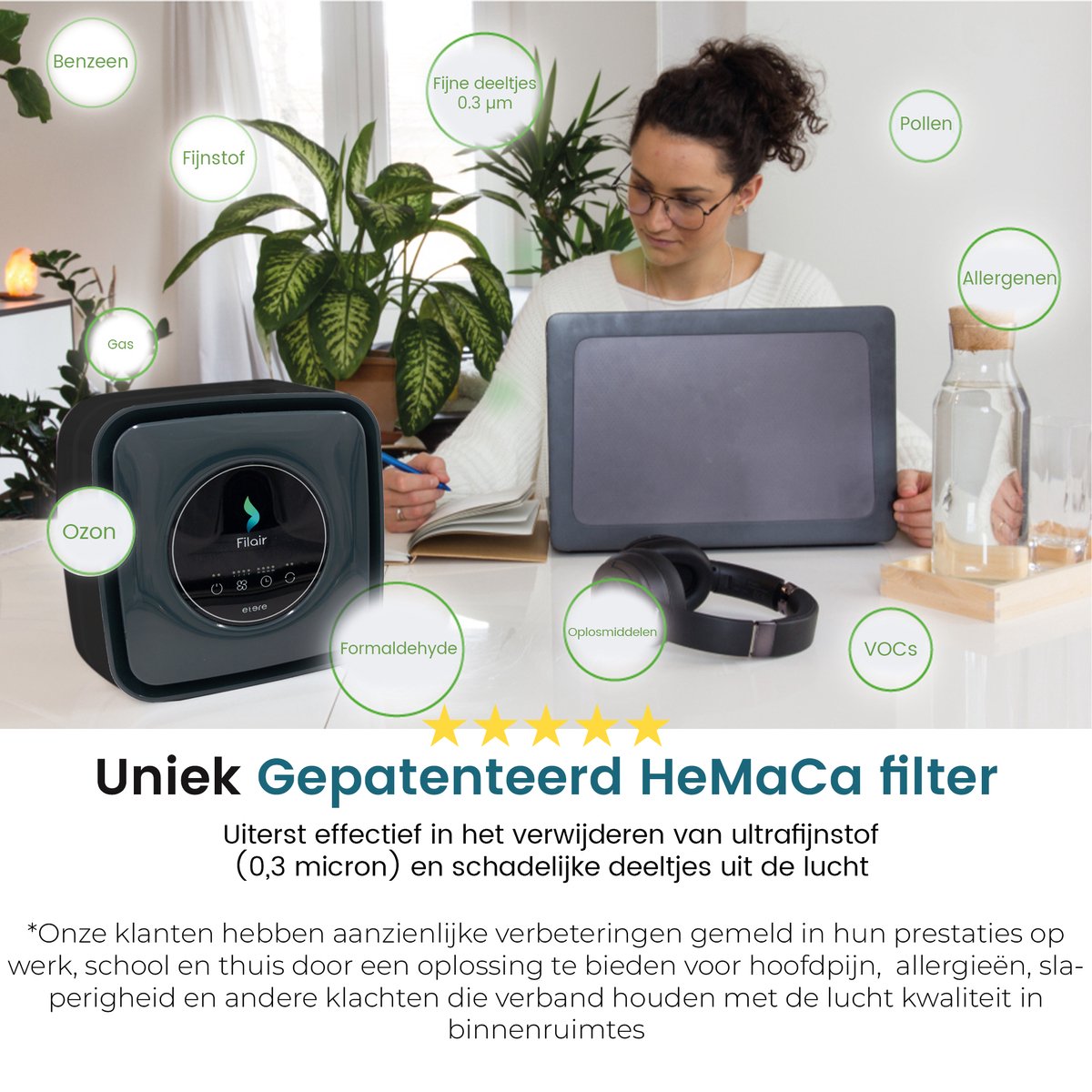 Filair Luchtreiniger - Met Print link - 3 in 1 filter - Luchtreiniger bij printer - Luchtzuiveraar met Hepa filter - Koolstoffilter - Magnetisch - Air Purifier - 30m² - Printer - Zwart — afbeelding 3