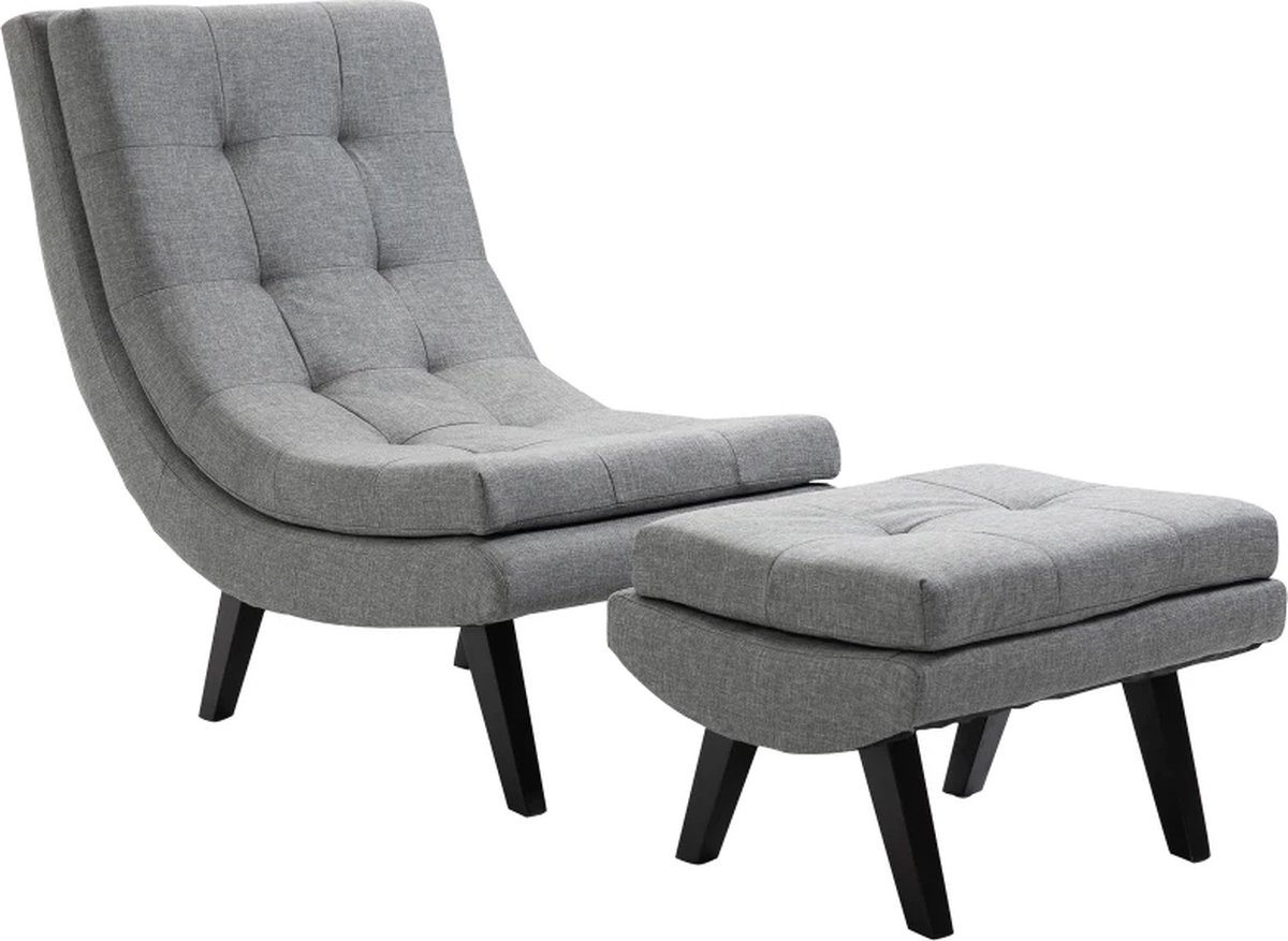 Fauteuil - Relaxzetel - Relaxstoel - Relaxfauteuil - Stoel - Met voetenbank - Voor één Persoon - Grijs