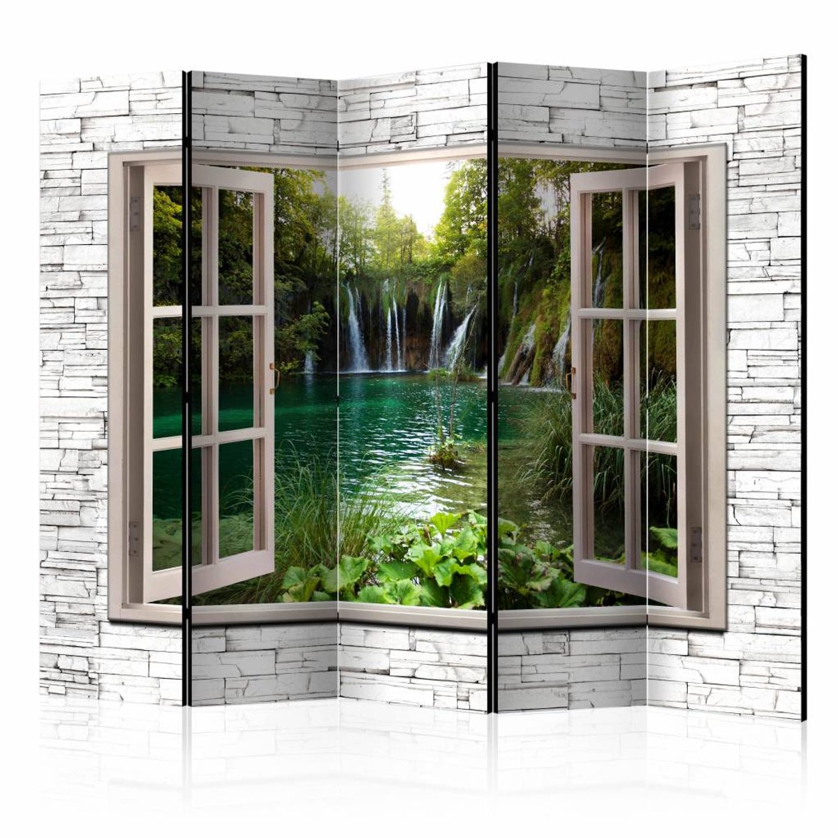 Vouwscherm - Uitzicht op waterval 225x172cm , gemonteerd geleverd (kamerscherm) dubbelzijdig geprint