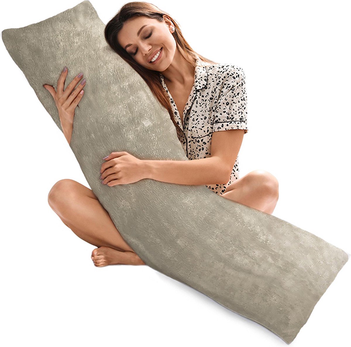 Goedkoopste PandaHug Ondersteunend Lichaamskussen Velvet Taupe - Body Pillow - Zwangerschapskussens - Rugklachten - Voedingskussen - Kniekussen - Body Pillow Kussen met afneembare wasbare Hoes