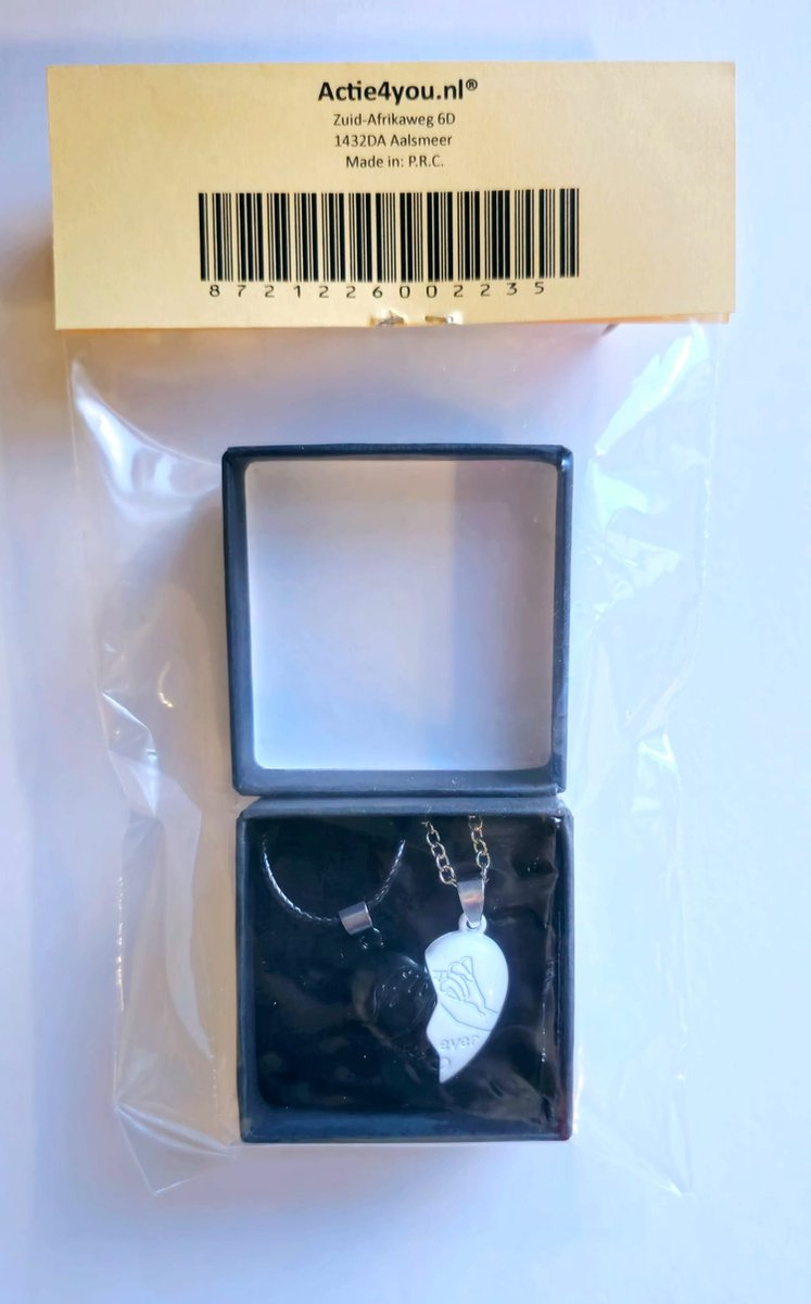 Actie4you® - Hartjes Ketting - Magnetisch - Vriendschap Cadeau - Vriendschapsketting Voor 2 - BFF Ketting - Koppel Ketting - Koppel Cadeau – Deel ketting - Zwart/Wit