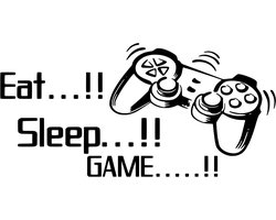 Muur - deur sticker gamer eat - sleep - game met afbeeldig