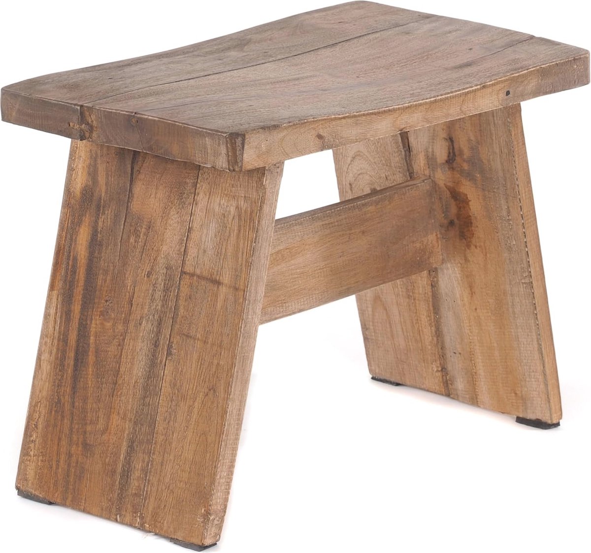 Rustieke Houten Voetenbank van Gerecycled Hout - 40x31x25 cm - Decoratieve Kruk voor Thuis