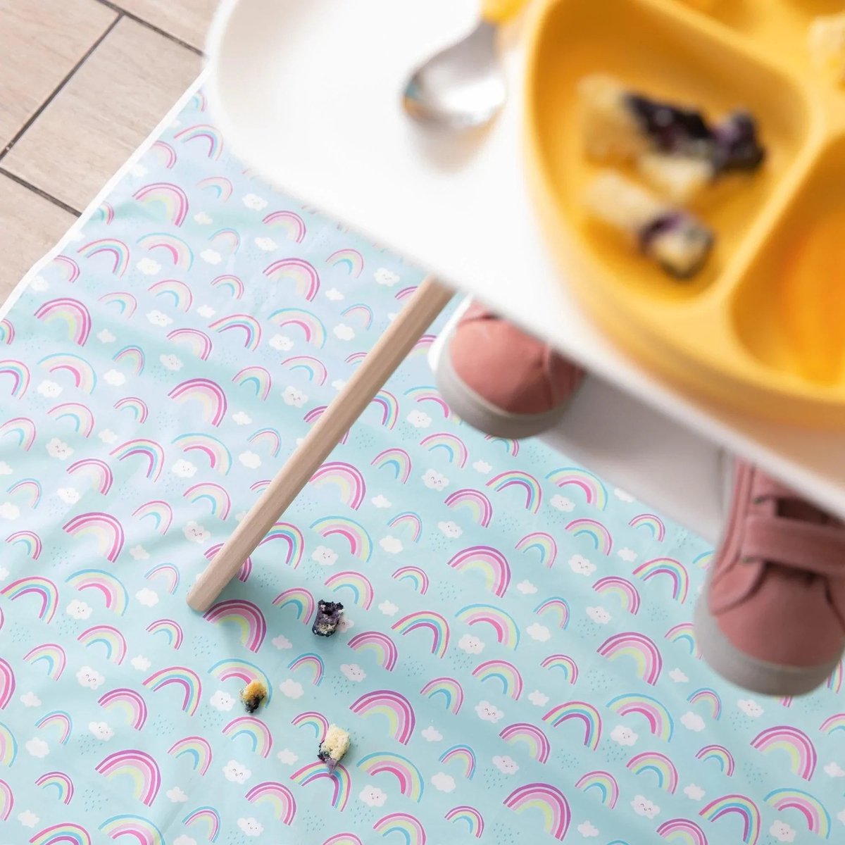 Bumkins - Splat Mat | Knoei Tafelkleed & Vloermat – Wasbaar & Waterdicht - Rainbows