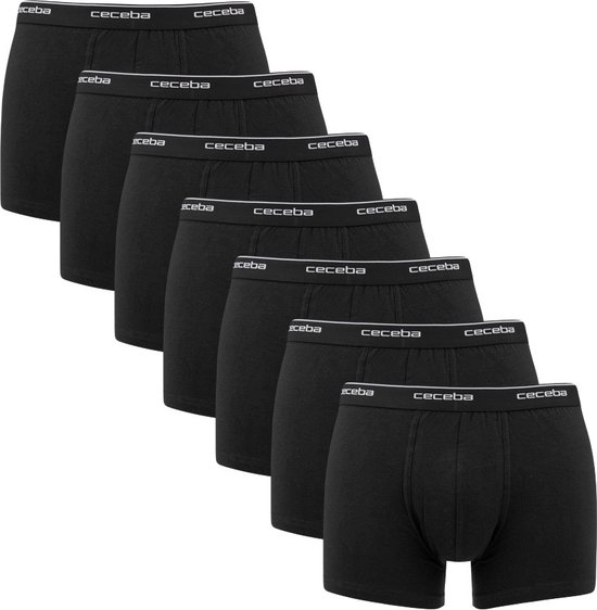 Zeven zwarte Ceceba boxershorts met elastische Ceceba-band.