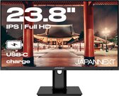 JAPANNEXT Monitor | Laad uw computer op via USB-C (65W) | 23,8" | Full HD | IPS-paneel | Verstelbare kanteling | Portretmodus | Blauw licht filter | JN-IPS238FHDR-C65W-HSP