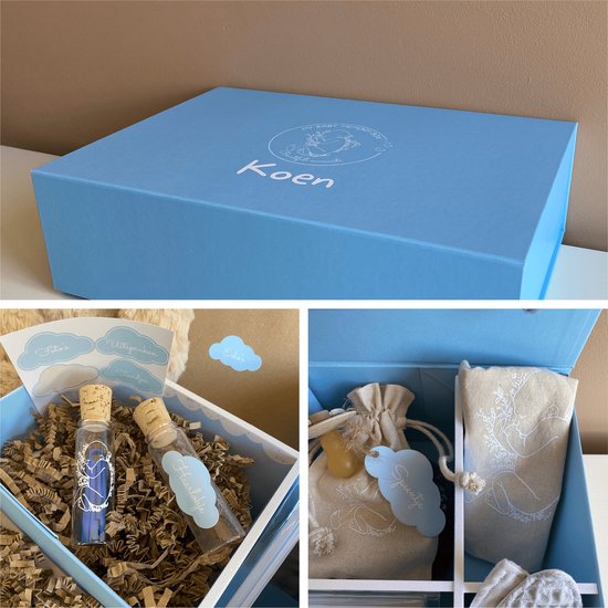 Gepersonaliseerde My Baby Memory Box blauw | 30-delige Baby Herinneringendoos | Kraamcadeau met naam | Baby Geschenkset | Persoonlijk cadeau jongen — afbeelding 4