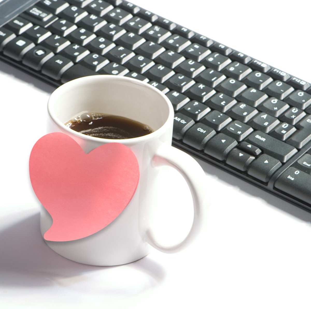Memoblok Kores - hartvorm "Heart" - 70x70m - 250vel - 5 kleuren