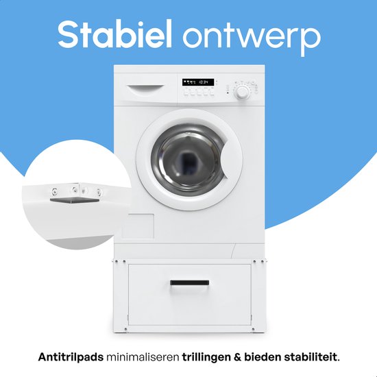 Bodo® - Wasmachine Verhoger - Kast - Ombouw met Lade - Wit - 63x54x31cm