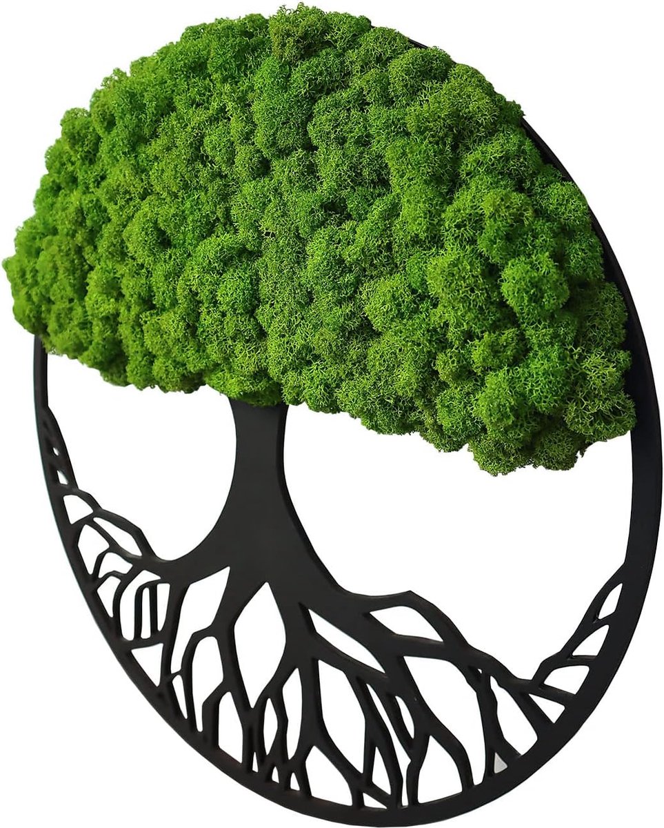 Goodivery ® Unieke Wanddecoratie met Natuurlijke Mosboom van 40 cm - Groen en Bruin Kunstwerk voor Thuis