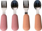 Couverts pour enfants Sproudsy - Bébé - 2 Cuillères et Fourchettes Bébé - Couverts Bébé - Sans BPA - Acier Inox - Rose Oranje