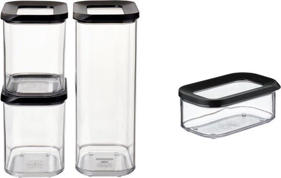 Mepal Modula Zwart 4 delig (2x1000ML, 1x 2000ML en 1x 425ML)