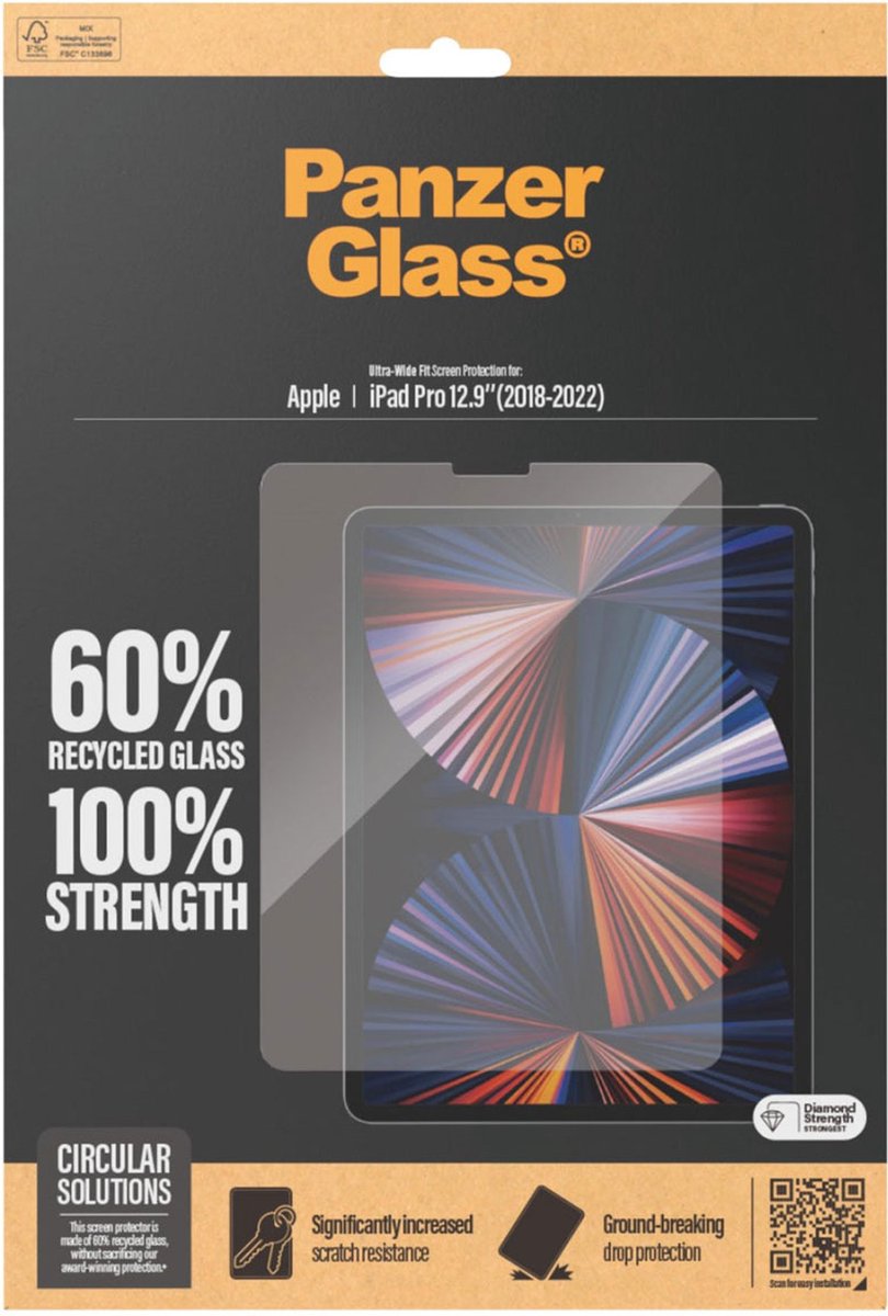 PanzerGlass - Ultra-Wide - Fit gehard glas voor iPad Pro 12,9" 2018-2022