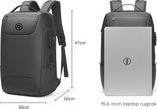 M1 Waterdichte Rugzak - Schooltas - Laptop Tas 15.6 inch - Voor Dames en Heren - Zwart - USB