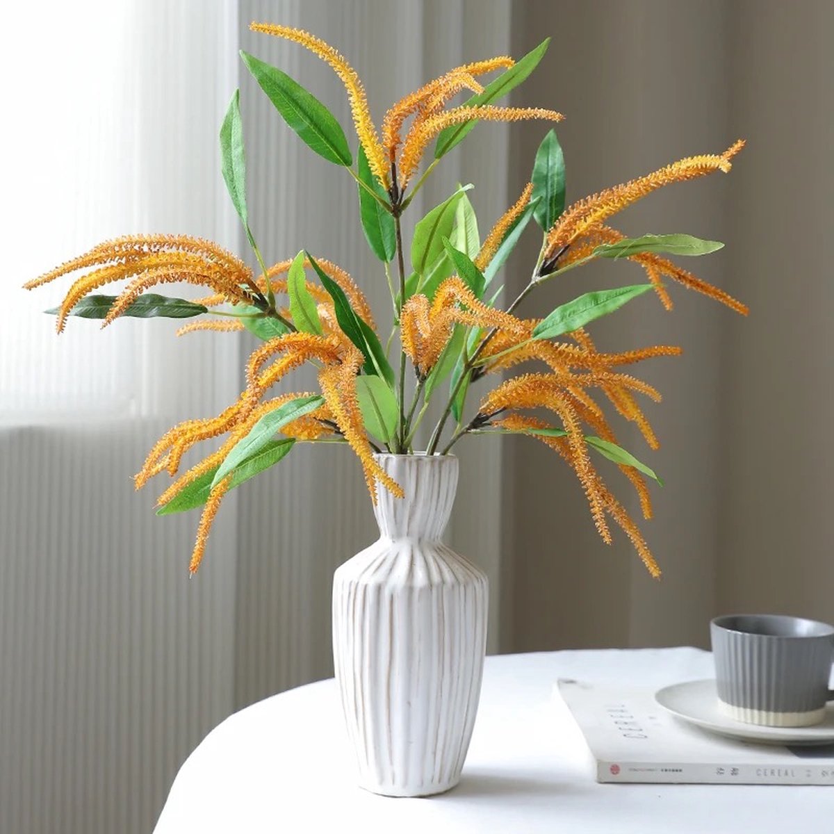 Steelbloem / kunstbloem Gras pluim Dogtail oranje