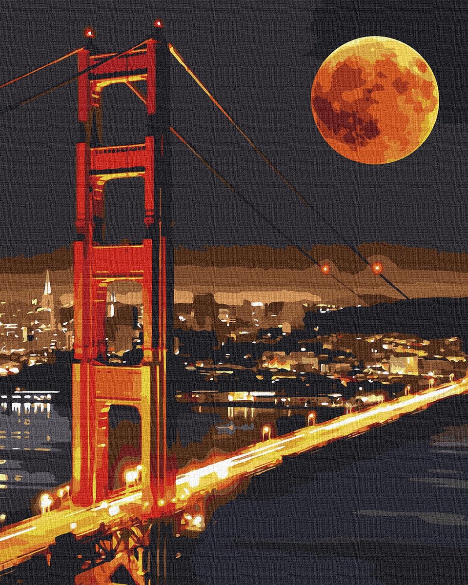 Schilderen op nummer voor Volwassenen - Golden Gate Bridge - 40x50cm - Op Frame