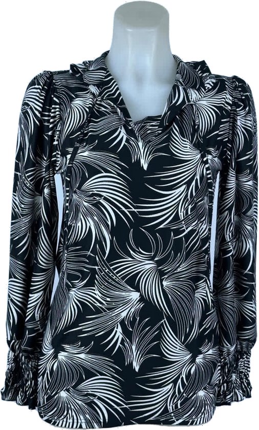 Royal Style – chemisier en tissu de voyage – Chemisier Zwart/ Witte – Respirant – Sans rides – Chemisier durable