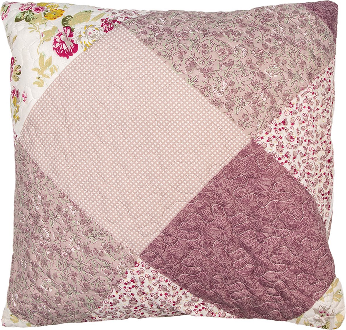 Clayre & Eef Kussenhoes 50x50 cm Paars Polyester Bloemen