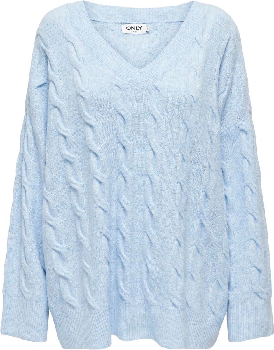 ONLY - ONLJEANETT LIFE L/S CABLE V-NECK CC KNT - Meisjes - Gebreide truien op Prijzenvolger.com