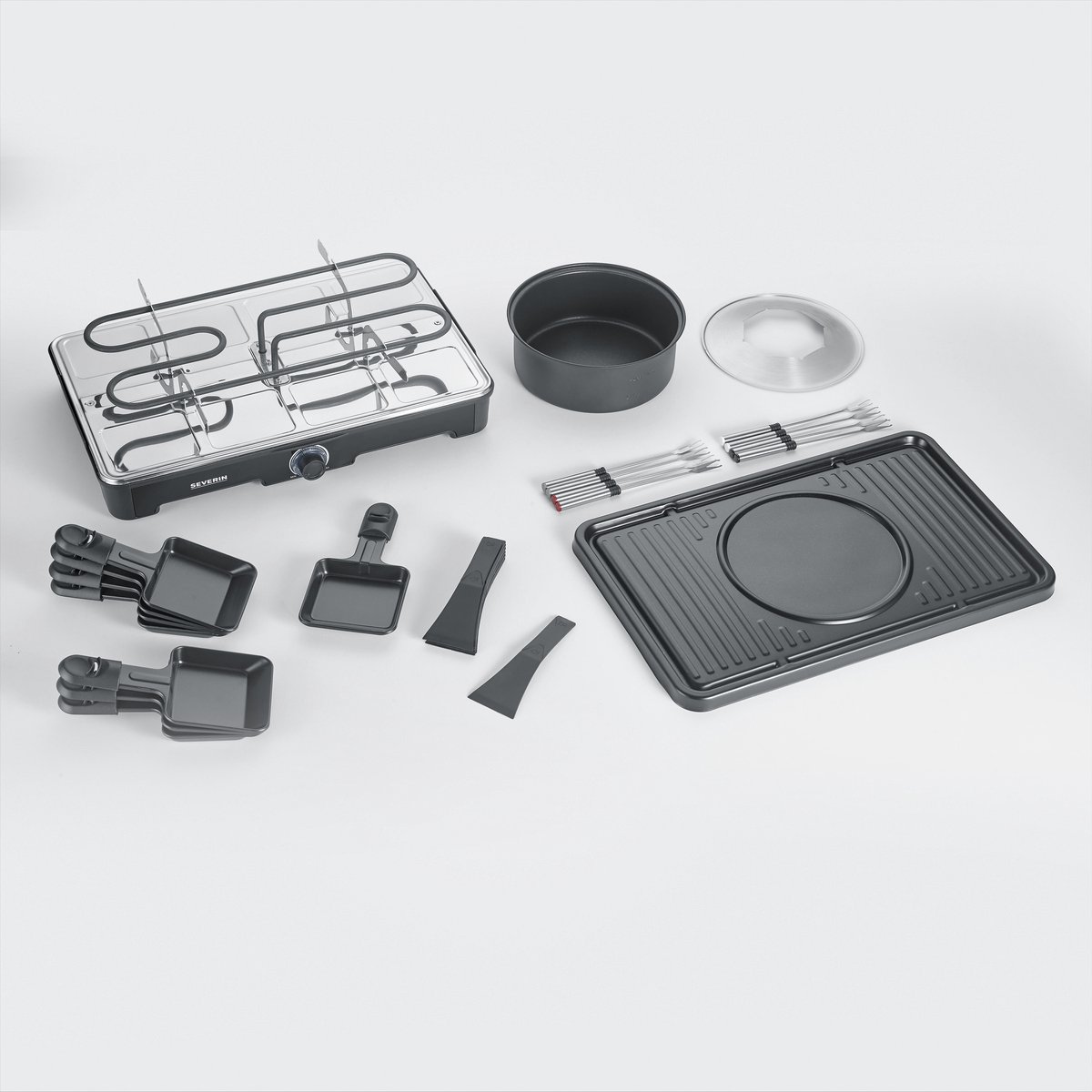 Severin RG 2347 - 2-in-1 Gourmetset & Fondue-pan - 8 personen - Regelbare thermostaat - 8 pannetjes & fondue vorkjes - Zwart – foto 8