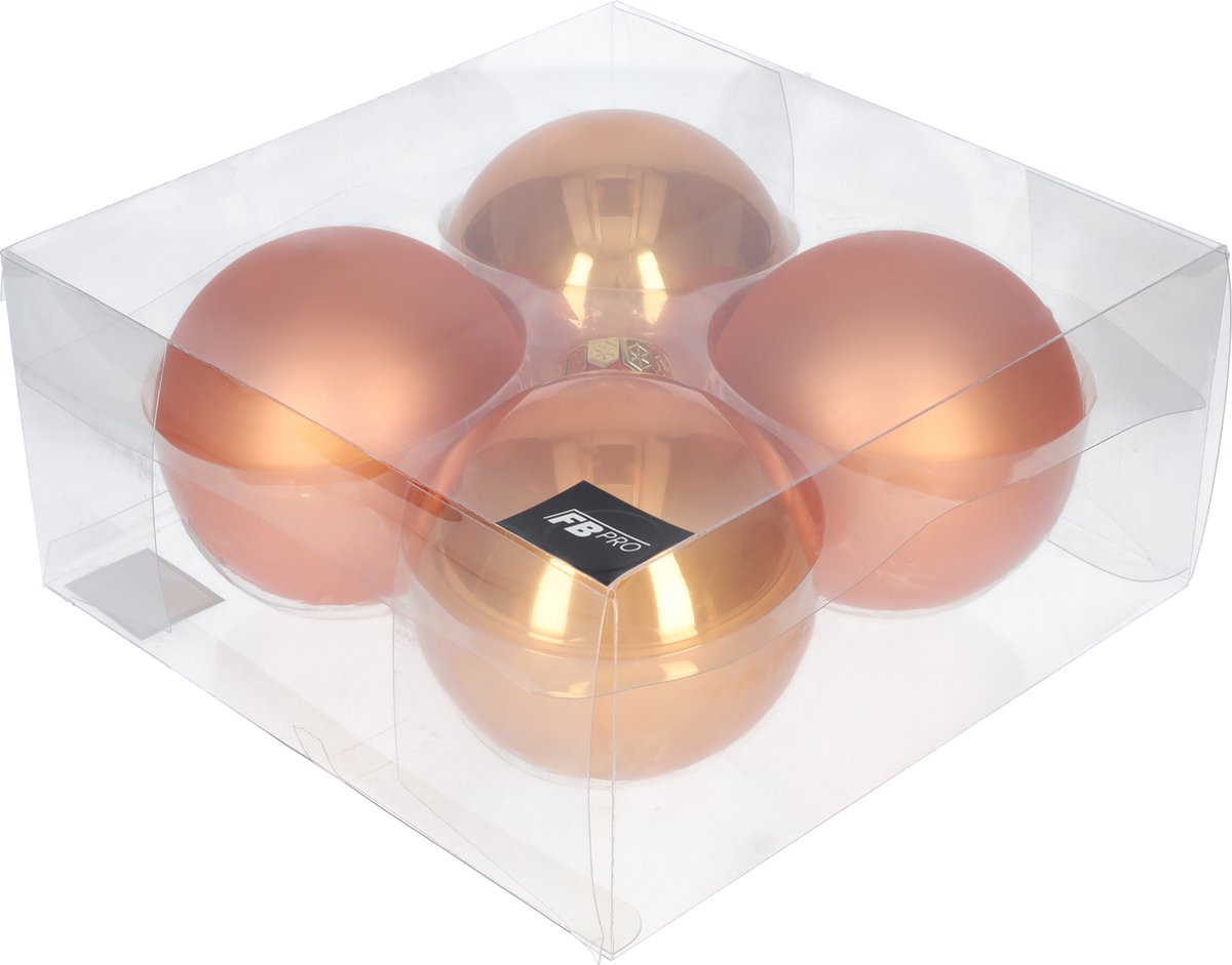Glazen kerstballen - Set van 4 stuks/100mm - Luxe kerst decoratie - Sfeervolle kerstversiering voor in de kerstboom - Glas - Autumn Sunset - Oranje – foto 4