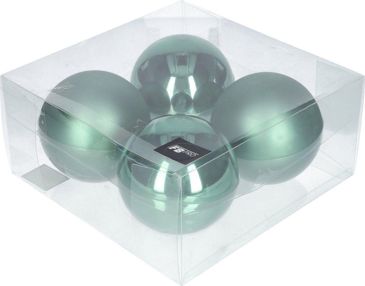 Glazen kerstballen - Set van 4 stuks/100mm - Luxe kerst decoratie - Sfeervolle kerstversiering voor in de kerstboom - Glas - Greenlake - Donkergroen – foto 5
