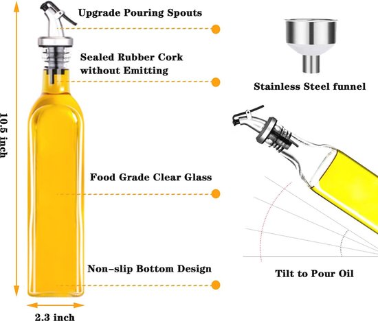 Lifestyle Lover Olie- en azijndispenserset, apothekersfles, glas