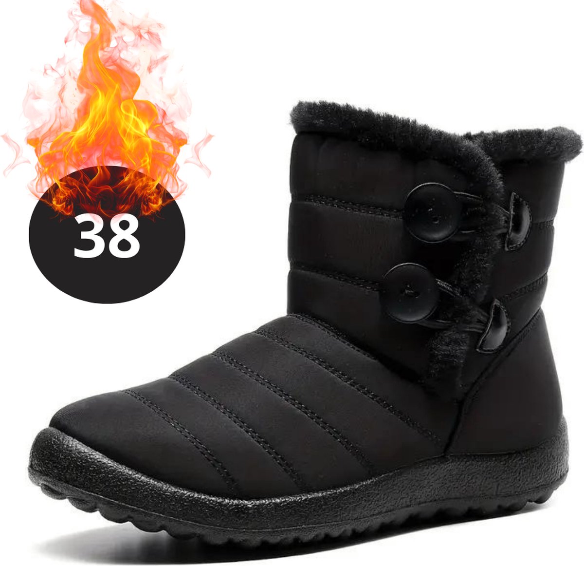 Nivard Snowboots Sneeuwschoenen Sneeuwboots Dames Wintersport Ski Skischoenen – 38 Knopen Zwart