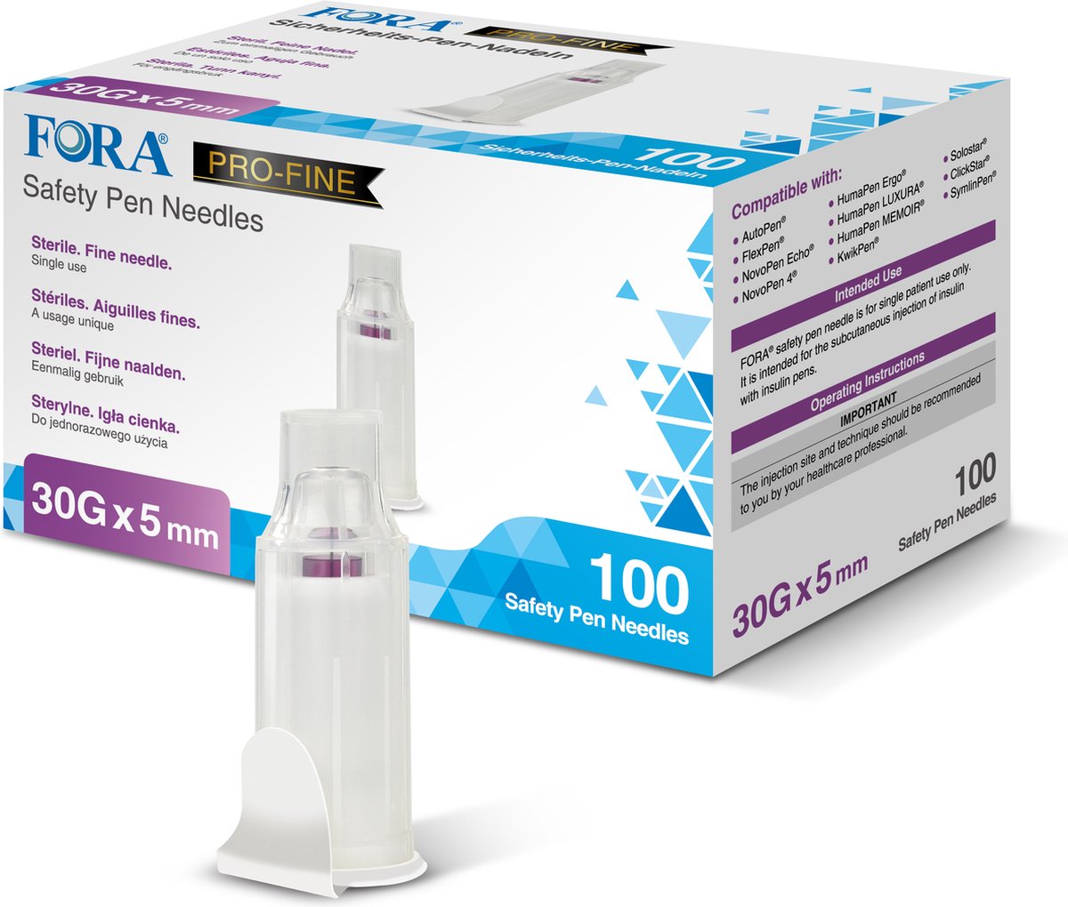 Goedkoopste FORA PRO-FINE Veiligheidspennaalden 30G 8mm - 100 stuks