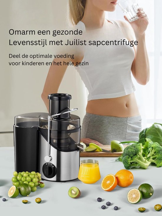 JUILIST® Sapcentrifuges Groenten En Fruit - Slowjuicer - Sapcentrifuges - Juicer Machine - Juicer - 3 Instellingen - Met Reinigingsborstel - Gemakkelijk Te Reinigen - Krachtige Motor - Ingebouwde Schuimafscheider - Bescherming Tegen Oververhitte van JUILIST — afbeelding 4