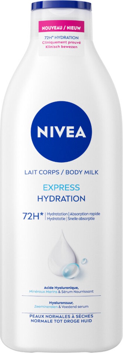 Goedkoopste NIVEA Express Body Milk - Voor Normale tot Droge Huid - Hyaluronzuur en Voeden Serum - 72H Hydraterende Lotion - 400 ml
